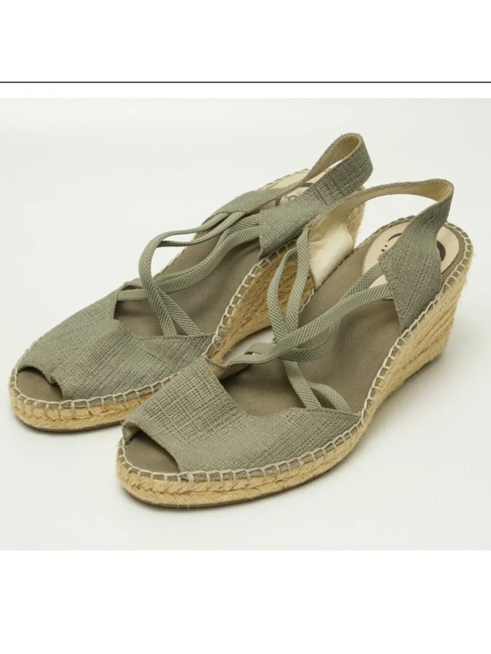 ABEO Delano Espadrilles Size 9 Womens Wedge Sandals Green Open Toe Boho Casual